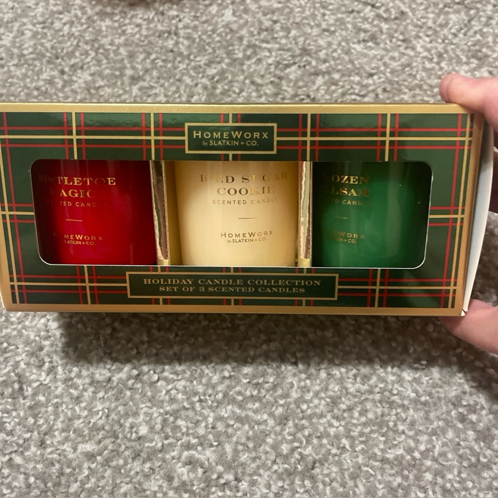 HomeWorx Holiday Candle Collection – Red, Cream, Green Scented Set